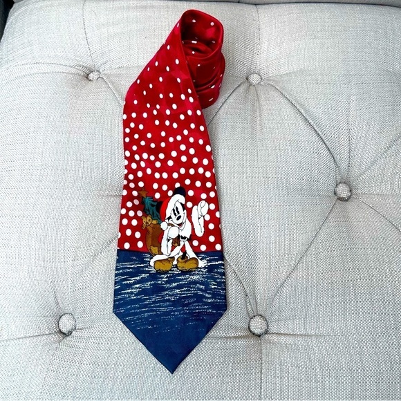 𝅺disney Mickey Mouse Santa Wide Tie Silk - Picture 1 of 4